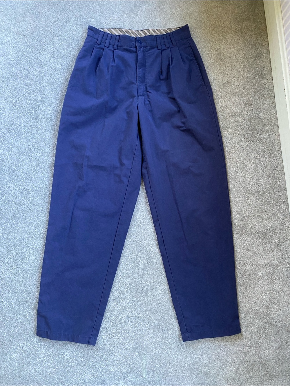 Vintage baggy Men's Navy Pleated Cotton Pants